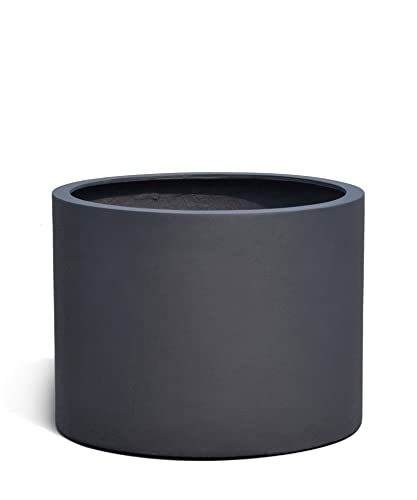 ESCHBACH® Pflanzkübel Low Cylinder 50 Anthrazit Schwarz Rund * 48 x 48 x 33 cm * 10 Jahre Garantie von Eschbach