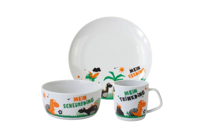 Eschenbach® PORZELLAN GERMANY Kindergeschirr-Set Kindergedeck Set 3-tlg. I Dino-Dings (3-tlg), 1 Personen, Porzellan, 3 Teile für 1 Person im Geschenkkarton von Eschenbach® PORZELLAN GERMANY