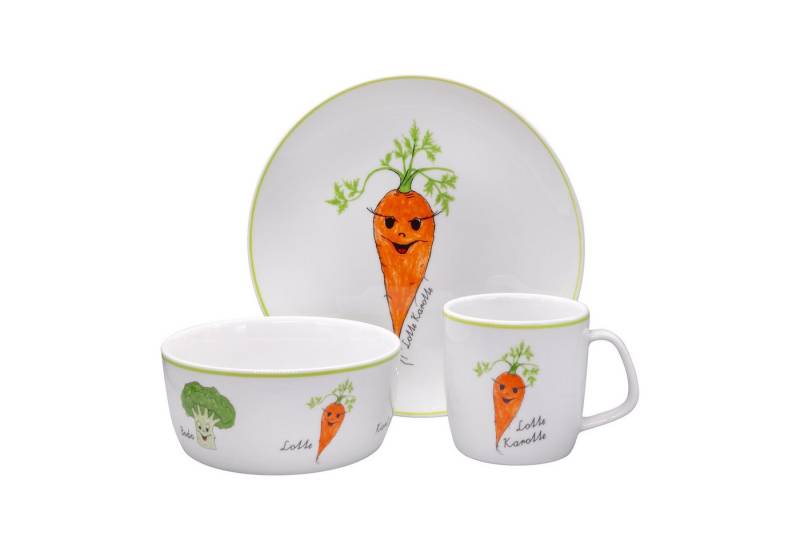Eschenbach® PORZELLAN GERMANY Kindergeschirr-Set Kindergedeck Set 3-tlg. I Gesunde Freunde (3-tlg), 1 Personen, 3 Teile für 1 Person im Geschenkkarton von Eschenbach® PORZELLAN GERMANY
