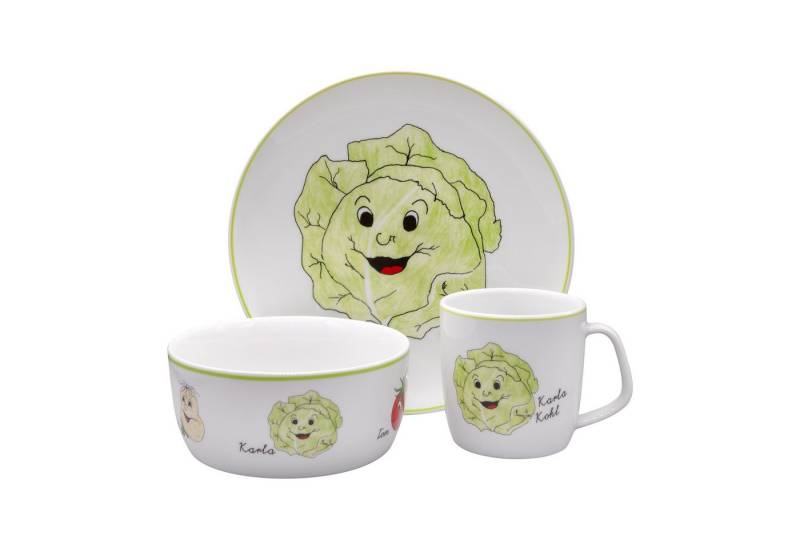 Eschenbach® PORZELLAN GERMANY Kindergeschirr-Set Kindergedeck Set 3-tlg. I Gesunde Freunde (3-tlg), 1 Personen, 3 Teile für 1 Person im Geschenkkarton von Eschenbach® PORZELLAN GERMANY