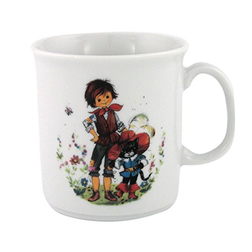 Eschenbach Porzellan Group Kindergeschirr Der gestiefelte Kater Becher mit Henkel 0,21 L, Porzellan, Dekor, 1 x 1 x 1 cm von Eschenbach