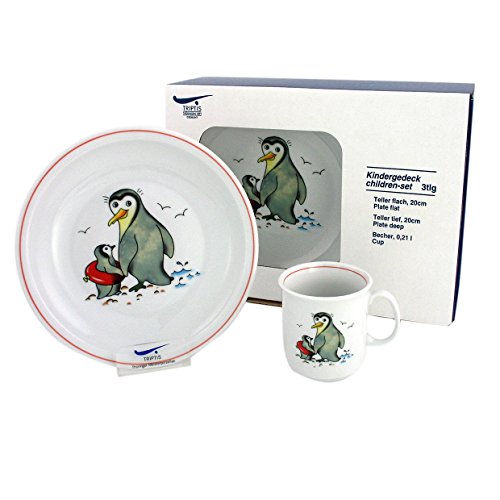 Eschenbach Porzellan Group Kindergeschirr Pinguin Kindergedeck 3tlg, Porzellan, dekor, 1 x 1 x 1 cm von Eschenbach