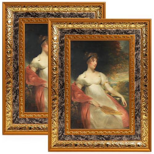 Esdallina 10x15 cm Bilderrahmen (2er-Pack, Gold) Fotorahmen im Retro-Design Klassisch einfaches Home-Office-Dekor von Esdallina