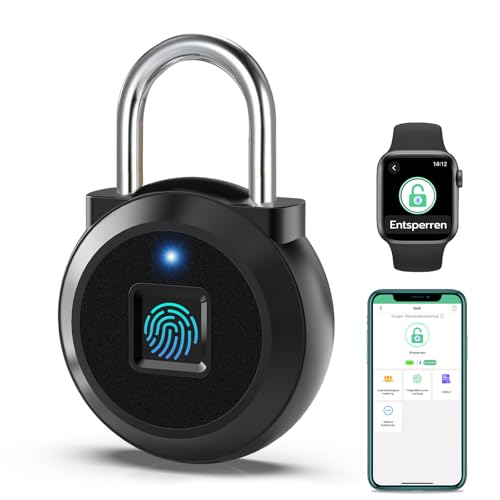 Eseesmart Schloss mit Fingerabdruck, Smart Fingerabdruck Schloss mit iWatch Bluetooth APP, Elektronik Klein Fingerprint Smart Lock für Spind Gym Büro Haus Garten Schrank Eseesmart Schloss mit Fingerabdruck, Smart Fingerabdruck Schloss mit iWatch Bluetooth APP, Elektronik Klein Fingerprint Smart Lock für Spind Gym Büro Haus Garten Schrank von Eseesmart