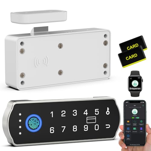 Eseesmart RFID Fingerabdruck Smart Lock, Kein Bohren Digitales Elektronisches Biometrisches Bluetooth Codeschloss Für Erwachsene, Spirituosen, Akten, Schreibtisch, Schrank, Silber von Eseesmart
