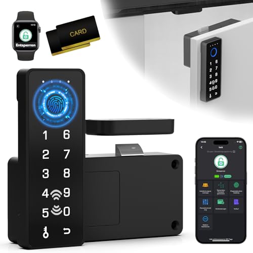 Eseesmart Schubladen Schloss mit Fingerabdruck, Smart RFID Fingerprint Möbelschloss mit Zahlencode APP, Tastatur Digitales Elektronisches Schlüsselloses Schubladenschloss für Schrank Spind Möbel von Eseesmart