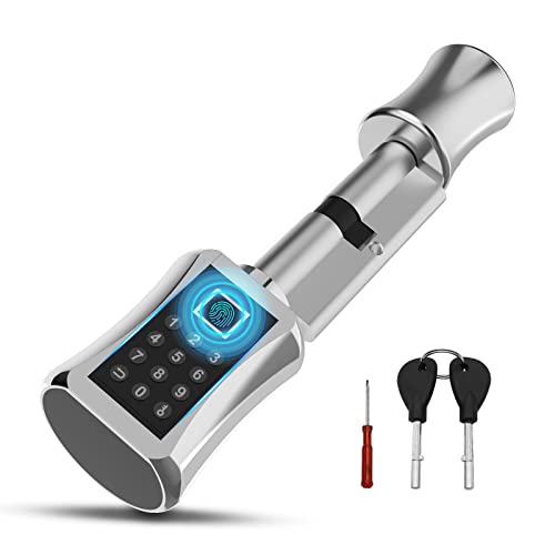 Türschloss Fingerabdruck, Eseesmart Elektronisch Türschloss, Tür-Schließzylinder 40/40 mit Tastatur Codes und Schlüssel, Türschloss mit Zahlencode, Code, Schlüssel von Eseesmart