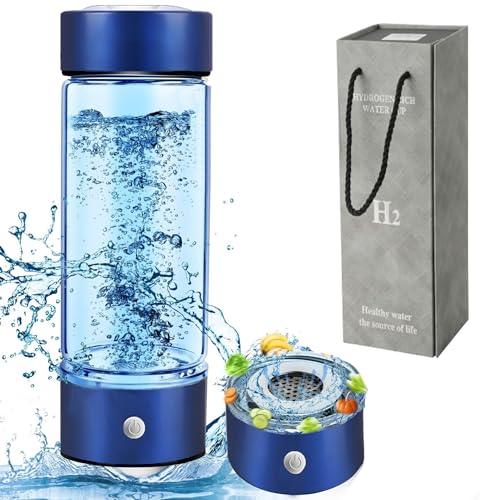 Wasserstoff Wasserflasche, Wasserstoff Wasser Generator, Alkalisches Wasser Ionisator Wasserflaschen-Maker, Wasserstoff-reiche Wasser-Glas-Gesundheitsbecher, für Heimreisen, bis 1500PPB (Blau) von Esenlong