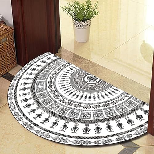 Eseriallen Halbrunde Bodenmatte Anti Rutsch Fussmatte fußmatte türmatte draußen Vintage Teppich fussmatte aussen DoormatHellschwarz grau 625-2 60cm X 100cm von Eseriallen