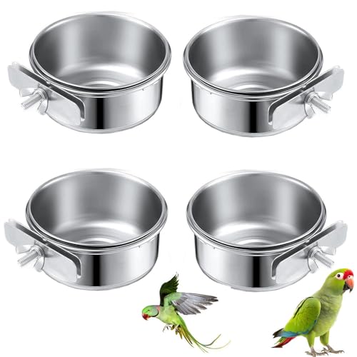 4 Stücke Edelstahl Vogelnapf Futter Schüssel Futternapf, 10x4.5cm Wasserschale, Futternapf Fütterungsbecher zum Aufhängen Käfig-Futterstation für Samen für Vogel Papageien,Vogelkäfig Zubehör 4 Stücke Edelstahl Vogelnapf Futter Schüssel Futternapf, 10x4.5cm Wasserschale, Futternapf Fütterungsbecher zum Aufhängen Käfig-Futterstation für Samen für Vogel Papageien,Vogelkäfig Zubehör von Esforzarse