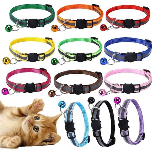 Esforzarse 12 Stück Reflektierende Katzenhalsbänder mit Glöckchen, mit Sicherheitsverschluss, 20–32,5 cm Verstellbar Kitten Halsband,Personalisiert Haustierzubehör(12 Farben) Esforzarse 12 Stück Reflektierende Katzenhalsbänder mit Glöckchen, mit Sicherheitsverschluss, 20–32,5 cm Verstellbar Kitten Halsband,Personalisiert Haustierzubehör(12 Farben) von Esforzarse