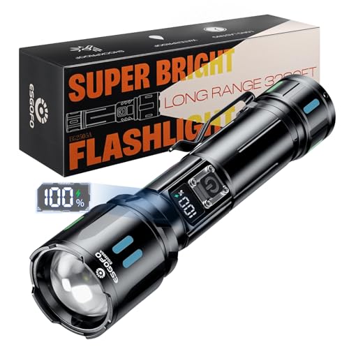 Esgofo Taschenlampe LED Aufladbar Extrem Hell 1000000 Lumens,Sehr Helle Lang Anhaltend 10 STD USB C Flashlight Große Reichweite 1000M, Einstellbar Fokus & Lichtmodi Torch Light für Outdoor Security Esgofo Taschenlampe LED Aufladbar Extrem Hell 1000000 Lumens,Sehr Helle Lang Anhaltend 10 STD USB C Flashlight Große Reichweite 1000M, Einstellbar Fokus & Lichtmodi Torch Light für Outdoor Security von Esgofo