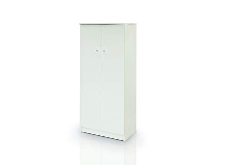 Dmora 2-türiger Kleiderschrank aus weißem Laminat 2 verstellbare Einlegeböden 1 fester Einlegeboden Dmora 2-türiger Kleiderschrank aus weißem Laminat 2 verstellbare Einlegeböden 1 fester Einlegeboden von Dmora