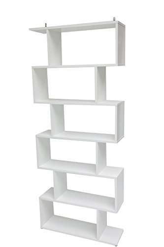 Dmora Dekoratives und funktionales doppelseitiges Bücherregal, glänzend weiße Farbe, Maße 80 x 192 x 25 cm von Dmora