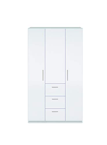 Dmora - Garderobe Providence, Schlafzimmer Kleiderschrank mit 3 Flügeltüren, Schrank mit Kleiderstange und 3 Einlegeböden, cm 117x52h203, Weiß von Dmora