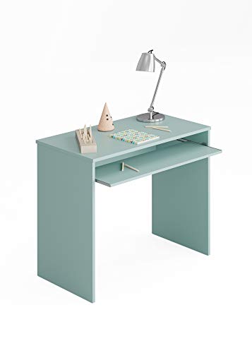 Dmora - Schreibtisch Dayton, Schreibtisch mit Regal, PC-Halter Arbeitstisch für Büro oder Schlafzimmer, Schreibtisch, cm 90x54h79, Blaugrün von Dmora