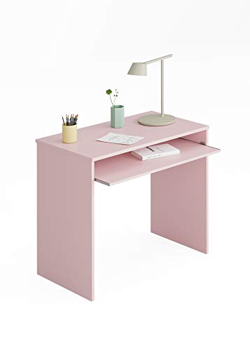 Dmora - Schreibtisch Dayton, Schreibtisch mit Regal, PC-Halter Arbeitstisch für Büro oder Schlafzimmer, Schreibtisch, cm 90x54h79, Rosa von Dmora