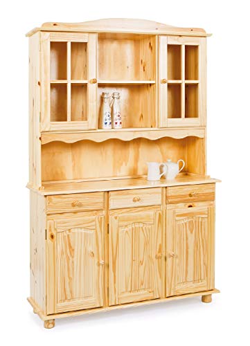 Dmora Sideboard mit drei Türen und drei Schubladen, Farbe Eiche hell, 130 x 198 x 32 cm von Dmora