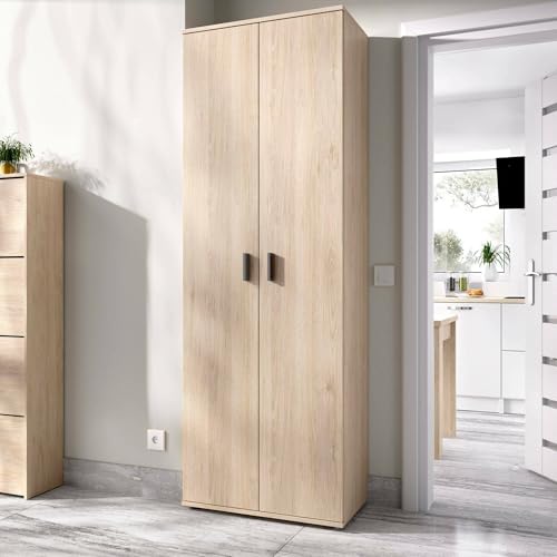 Dmora - 2-türiger Mehrzweckschrank Suretta, multifunktionales Aufbewahrungselement, Schuhschrank, 61 x 35 x 190 cm, Eiche von Dmora
