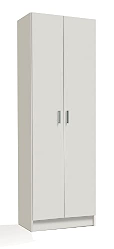 Dmora Mehrzweck-Kleiderschrank mit zwei Türen mit sechs Einlegeböden, Farbe Weiß, Maße 59 x 180 x 37 cm von Dmora