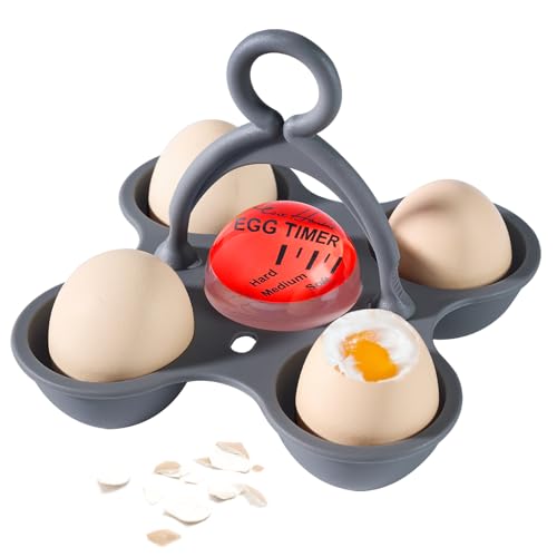 Egg Timer Für Das Kochen Von Eiern, Gekochtes Ei Timer, Der in Wasser Geht Zeigen Hart Medium Weich Gekochte Eier, Farbe Wechselnden Eierkocher Timer Mit Ei-Halter Küche Gadgets Bpa Frei (Rot) von Esie Houzie