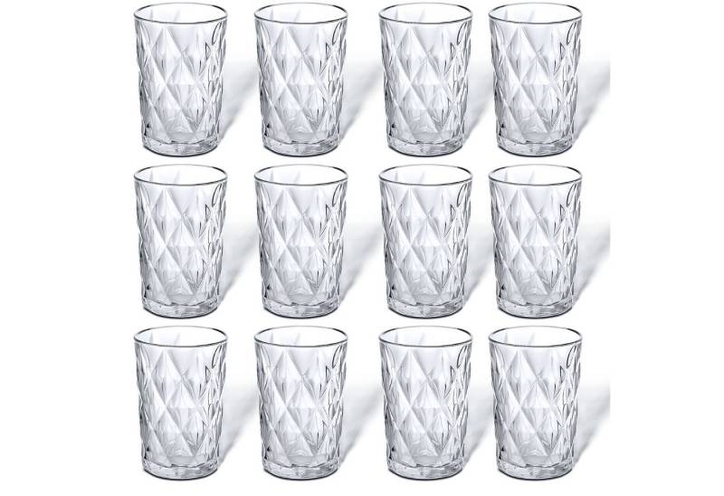 EsinHome Gläser-Set Wasserglas Saftgläser Trinkglas Cocktail glas Longdrinkgläser, Glas, 375 ml, 12er-Set von EsinHome
