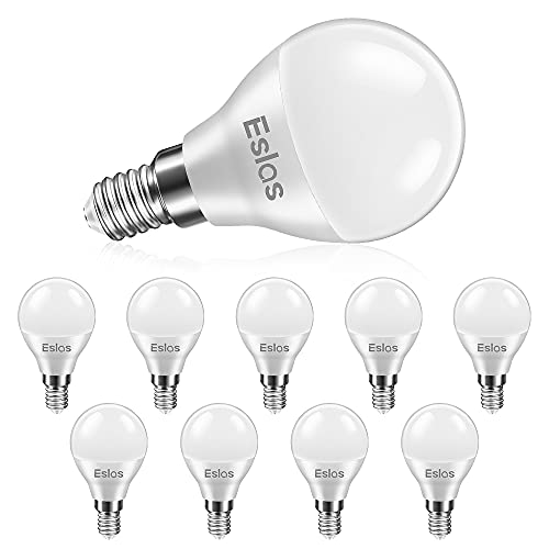 Eslas E14 LED Lampe G45, 6W LED Birne E14 Warmweiss 3000K, 600Lm, 60 Watt ersetzt, P45 Globe Leuchtmittel E14, Nicht-dimmbar, 10er Pack von Eslas