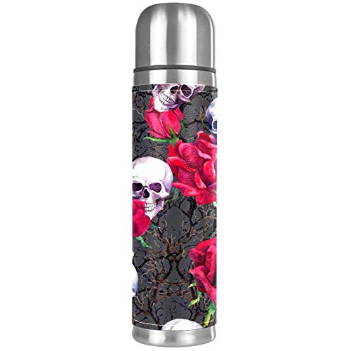 Auslaufsichere Trinkflasche aus Edelstahl mit Totenkopf-Motiv, Thermoskanne für heiße und kalte Getränke, 500 ml, für Büro, Schule, Reisen 26x6.7cm/10.2x2.6 in Stil01 Auslaufsichere Trinkflasche aus Edelstahl mit Totenkopf-Motiv, Thermoskanne für heiße und kalte Getränke, 500 ml, für Büro, Schule, Reisen 26x6.7cm/10.2x2.6 in Stil01 von Eslifey
