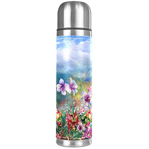 Auslaufsichere Wasserflasche aus Edelstahl mit bunten Blumen, Thermoskanne für heiße und kalte Getränke, 500 ml, für Büro, Schule, Reisen 26x6.7cm/10.2x2.6 in Mehrfarbig01 Auslaufsichere Wasserflasche aus Edelstahl mit bunten Blumen, Thermoskanne für heiße und kalte Getränke, 500 ml, für Büro, Schule, Reisen 26x6.7cm/10.2x2.6 in Mehrfarbig01 von Eslifey