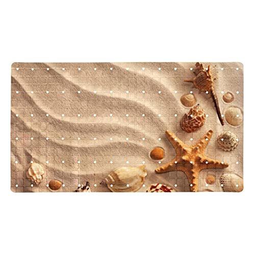 Badewannen-Duschmatte, rutschfest, Muscheln mit Sand, Badewannenmatten mit Saugnäpfen und Abflusslöchern, weich, 39,9 x 70,9 cm von Eslifey