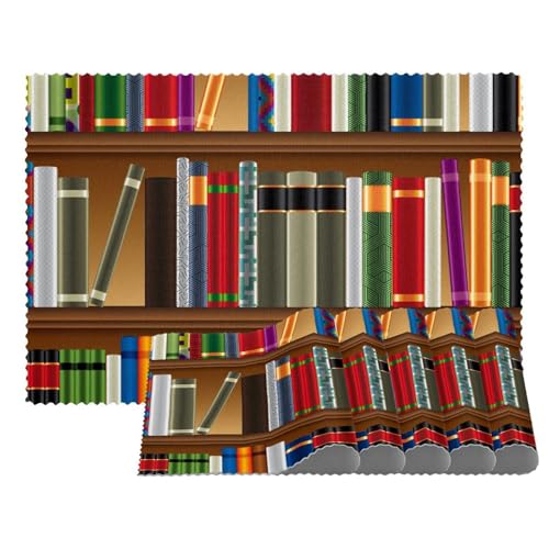 Bibliotheksregale mit alten Büchern, hitzebeständige Tischsets, 4er-Set, waschbar, rutschfest, schmutzabweisend, für den Außenbereich, Tischset für Tisch, Küche, Esszimmer, leicht zu reinigen Bibliotheksregale mit alten Büchern, hitzebeständige Tischsets, 4er-Set, waschbar, rutschfest, schmutzabweisend, für den Außenbereich, Tischset für Tisch, Küche, Esszimmer, leicht zu reinigen von Eslifey