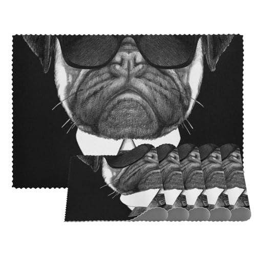 Boss Platzsets mit Mops-Motiv, hitzebeständig, waschbar, rutschfest, schmutzabweisend, für den Außenbereich, für Tisch, Küche, Esszimmer, leicht zu reinigen, 4 Stück Boss Platzsets mit Mops-Motiv, hitzebeständig, waschbar, rutschfest, schmutzabweisend, für den Außenbereich, für Tisch, Küche, Esszimmer, leicht zu reinigen, 4 Stück von Eslifey