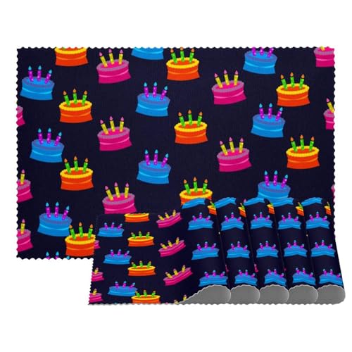 Bunte Kerzen-Tischsets, waschbar, rutschfest, Wärmeisolierung für Küche, Esszimmer, Restaurant, 45,7 x 30,5 cm, 6 Stück von Eslifey