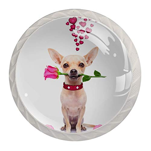 Chihuahua mit Rose Tür Schublade Pull Griff Möbel Dekoration für Küchenschrank Frisiertisch von Eslifey