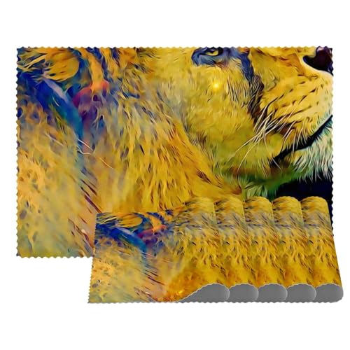 Digital Graphics Tischsets mit Löwenmähne, hitzebeständig, waschbar, rutschfest, schmutzabweisend, für den Außenbereich, Tischset für Tisch, Küche, Esszimmer, leicht zu reinigen, 4 Stück Digital Graphics Tischsets mit Löwenmähne, hitzebeständig, waschbar, rutschfest, schmutzabweisend, für den Außenbereich, Tischset für Tisch, Küche, Esszimmer, leicht zu reinigen, 4 Stück von Eslifey