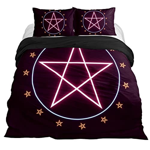 Eslifey 3-teiliges Bettwäsche-Set mit Pentagramm-Motiv, Doppelbettgröße, 200,7 x 200,7 cm, für Schlafzimmer von Eslifey