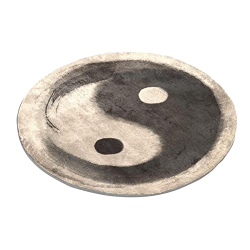 Eslifey 70 cm Luxus Shaggy Soft Area Teppich Aquarell Ying Yang Indoor Flauschige rutschfeste Teppiche Moderne Wohnkultur für Schlafzimmer, Kinderzimmer, Wohnzimmer Grau von Eslifey