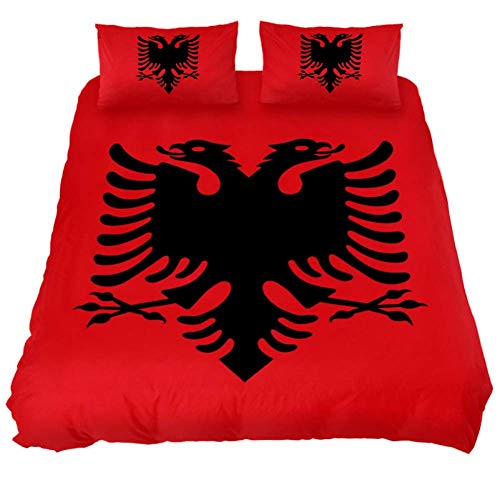 Eslifey Bettwäscheset mit Flagge von Albanien, weich, 3-teilig, 150 x 200 cm, für Schlafzimmer von Eslifey