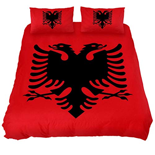 Eslifey Bettwäsche-Set, Motiv: Flagge von Albanien, 3-teilig, mit 2 Kissenbezügen, 180,3 x 210,8 cm von Eslifey