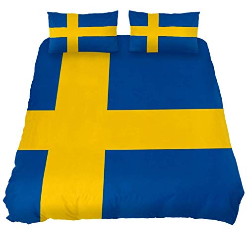 Eslifey Bettwäsche-Set für Schlafzimmer, Motiv Flagge von Schweden, 150 x 200 cm, 3-teilig, mehrfarbig, California King 106 x 92 20 x 36 in von Eslifey