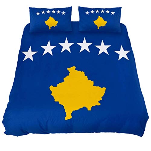 Eslifey Bettwäsche-Set mit Flaggen-Motiv von Kosovo, leicht, Bettdeckenbezug, Reißverschluss, für Schlafzimmer von Eslifey