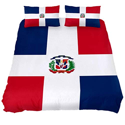 Eslifey Dominikanische Republik Flagge, bequem, 3-teiliges Bettwäsche-Set mit 2 Kissenbezügen, 180 x 210 cm von Eslifey