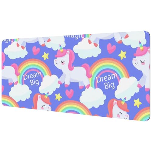 Eslifey Extra großes Mauspad, Einhorn-Regenbogen, erweitertes Schreibtisch-Mauspad mit rutschfester Gummiunterseite, Schreibtischunterlage für Gamer, Büro und Zuhause, 40 x 89,5 cm von Eslifey