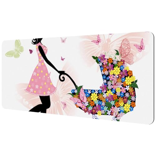 Eslifey Extra großes Mauspad, Mädchen, Blumen, Schmetterling, Kinderwagen, erweitertes Schreibtisch-Mauspad mit rutschfester Gummiunterseite, Schreibtischunterlage für Gamer, Büro und Zuhause, 40 x Eslifey Extra großes Mauspad, Mädchen, Blumen, Schmetterling, Kinderwagen, erweitertes Schreibtisch-Mauspad mit rutschfester Gummiunterseite, Schreibtischunterlage für Gamer, Büro und Zuhause, 40 x von Eslifey