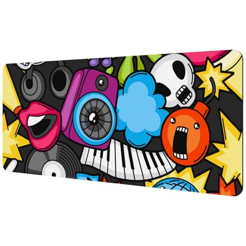 Eslifey Extra großes Mauspad, Musik-Cartoon-Design, erweitertes Schreibtisch-Mauspad mit rutschfester Gummiunterseite, Schreibtischunterlage für Gamer, Büro und Zuhause, 40 x 89,5 cm Eslifey Extra großes Mauspad, Musik-Cartoon-Design, erweitertes Schreibtisch-Mauspad mit rutschfester Gummiunterseite, Schreibtischunterlage für Gamer, Büro und Zuhause, 40 x 89,5 cm von Eslifey