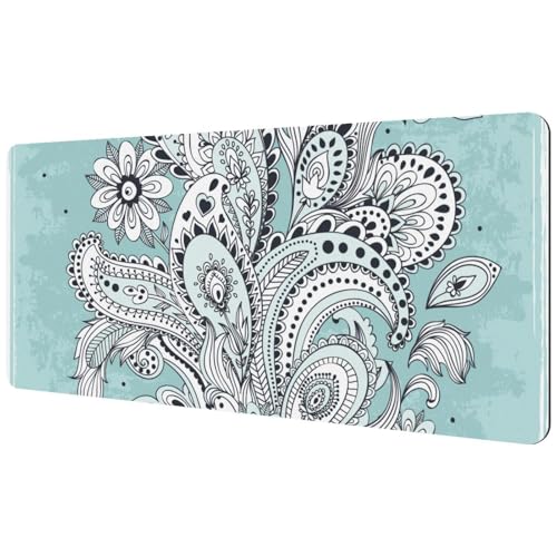 Eslifey Extra großes Mauspad, Retro-Bohemian-Blumen, Blau, Boho, erweitertes Schreibtisch-Mauspad mit rutschfester Gummiunterseite, Schreibtischunterlage für Gamer, Büro und Zuhause, 40 x 89,5 cm Eslifey Extra großes Mauspad, Retro-Bohemian-Blumen, Blau, Boho, erweitertes Schreibtisch-Mauspad mit rutschfester Gummiunterseite, Schreibtischunterlage für Gamer, Büro und Zuhause, 40 x 89,5 cm von Eslifey