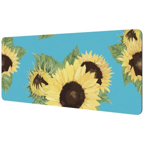 Eslifey Extra großes Mauspad, Sonnenblumen-Blumen, blauer Hintergrund, erweitertes Schreibtisch-Mauspad mit rutschfester Gummiunterseite, Schreibtischunterlage für Gamer, Büro und Zuhause, 40 x 89,5 Eslifey Extra großes Mauspad, Sonnenblumen-Blumen, blauer Hintergrund, erweitertes Schreibtisch-Mauspad mit rutschfester Gummiunterseite, Schreibtischunterlage für Gamer, Büro und Zuhause, 40 x 89,5 von Eslifey