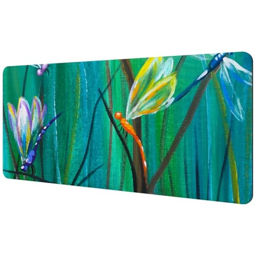 Eslifey Extra großes Mauspad, Tanzen mit Libellen, erweitertes Schreibtisch-Mauspad mit rutschfester Gummiunterseite, Schreibtischunterlage für Gamer, Büro und Zuhause, 89,4 x 40,9 cm von Eslifey