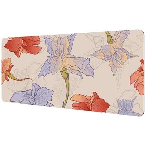 Eslifey Extra großes Mauspad, handgezeichnetes Retro-Iris-Blumenmuster, erweitertes Schreibtisch-Mauspad mit rutschfester Gummiunterseite, Schreibtischunterlage für Gamer, Büro und Zuhause, 40 x 89,5 Eslifey Extra großes Mauspad, handgezeichnetes Retro-Iris-Blumenmuster, erweitertes Schreibtisch-Mauspad mit rutschfester Gummiunterseite, Schreibtischunterlage für Gamer, Büro und Zuhause, 40 x 89,5 von Eslifey