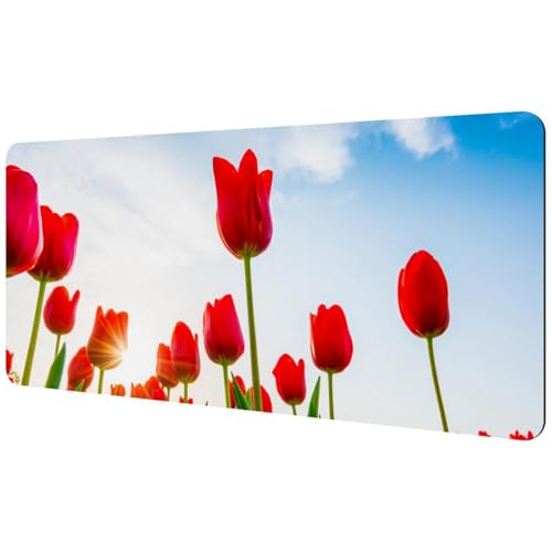 Eslifey Extra großes Mauspad, lebendige Schönheit, romantische rote Tulpen, Blumen, erweitertes Schreibtisch-Mauspad mit rutschfester Gummiunterseite, Schreibtischunterlage für Gamer, Büro und Zuhause Eslifey Extra großes Mauspad, lebendige Schönheit, romantische rote Tulpen, Blumen, erweitertes Schreibtisch-Mauspad mit rutschfester Gummiunterseite, Schreibtischunterlage für Gamer, Büro und Zuhause von Eslifey